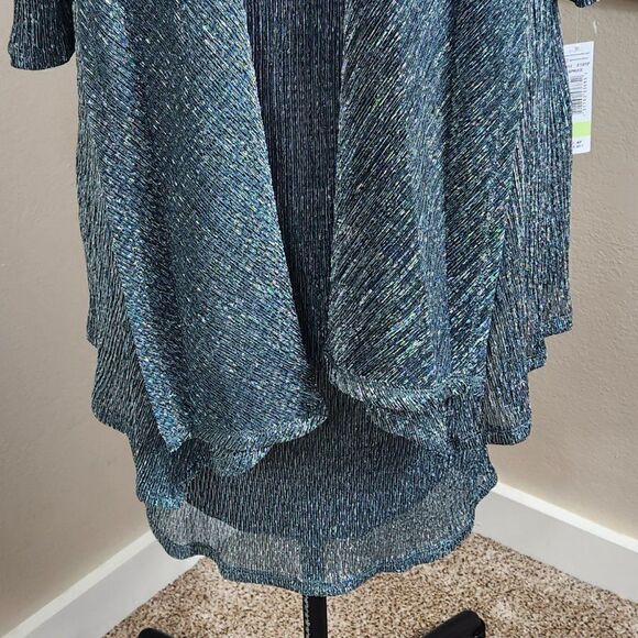 R&M Richards 2 Piece Set Jacket and Dress Metallic Blue Size 4P NWT - Picture 4 of 16